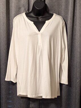 Croft and Barrow Flowy V-Neck 3/4 Quarter Sleeve Top EUC